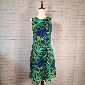 NWT $99 Calvin Klein Botanical Shift Dress, 8, Sleeveless, Black, Green, Blue